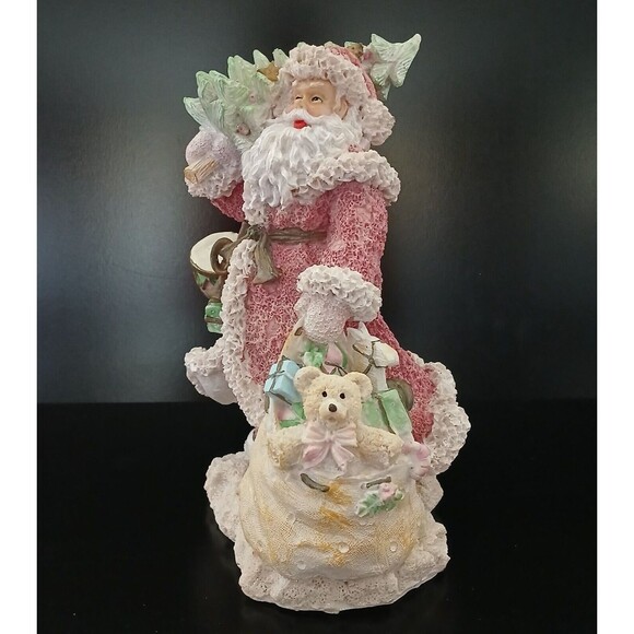 Christmas Santa 9 Inch Holding Presents & Christmas Tree Resin Figurine Decor - Picture 2 of 6